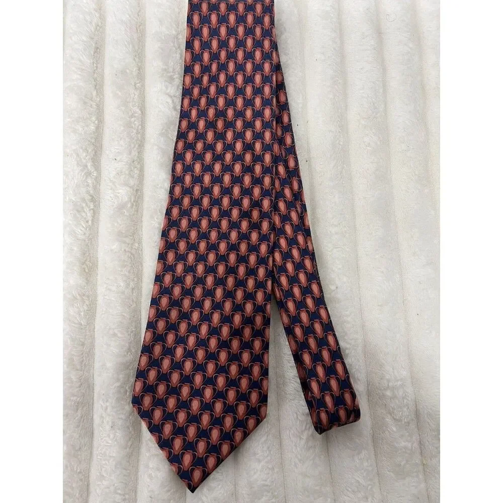 Gucci Tie Men’s Pink And Navy Pottery Pattern Silk Italy